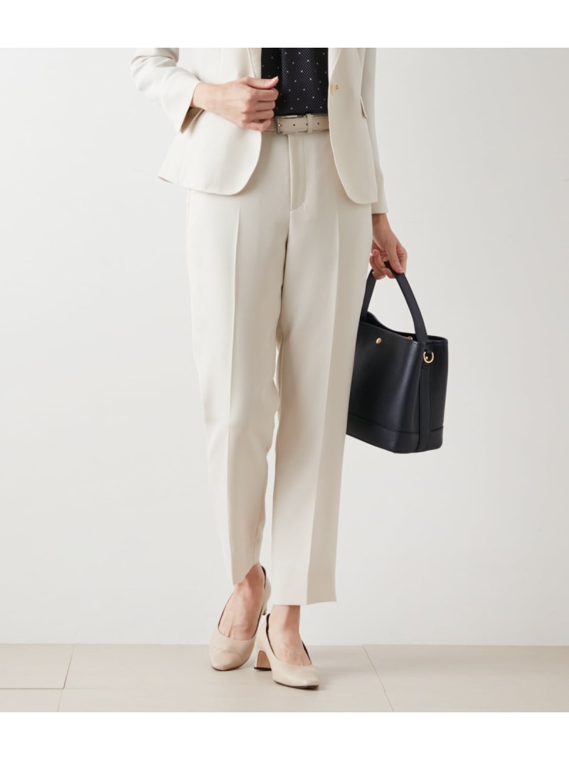 【SALE／50%OFF】【ウォッシャブル】ダブルフェイス クロップドテーパードパンツ(アイボリー) NEWYORKER WOMEN ニューヨーカー パンツ スラックス・ドレスパンツ ホワイト【RBA_E】【送料無料】[ Fashion]