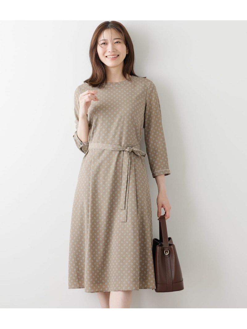【SALE／29%OFF】【L】ドットペイズリープリント 7分袖衣装 NEWYORKER WOMEN L-SIZE ニューヨーカー エル大いさ 衣装・お召しもの 衣装 薄墨色【RBA_E】【貨物輸送無料】[ Fashion] レディースファッション-ワンピース
