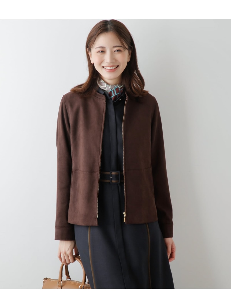 【SALE／50%OFF】【L】フェイクスエード ジップブルゾン NEWYORKER WOMEN L-SIZE ニューヨーカー エルサイズ ジャケット・アウター その他のジャケット・アウター ブラウン【RBA_E】【送料無料】[ Fashion]｜NEWYORKER