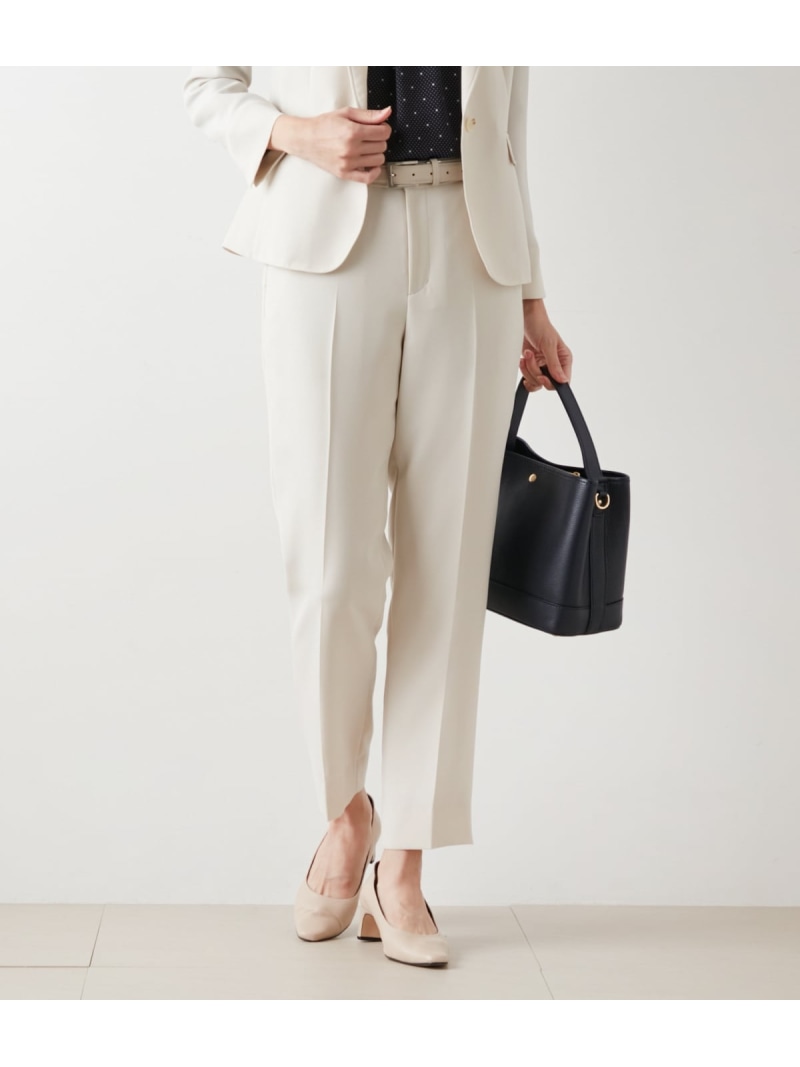 【SALE／50%OFF】【L】【ウォッシャブル】ダブルフェイス クロップドテーパードパンツ(アイボリー) NEWYORKER WOMEN L-SIZE ニューヨーカー エルサイズ パンツ スラックス・ドレスパンツ ホワイト【RBA_E】【送料無料】[ Fashion]