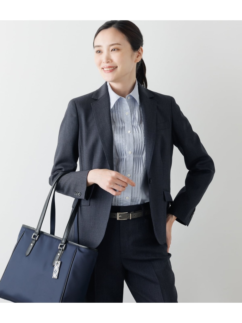 【SALE／40%OFF】ウールハウンドトゥース ノッチドラペル1釦ジャケット NEWYORKER WOMEN ニューヨーカー ジャケット・アウター テーラードジャケット・ブレザー ネイビー【RBA_E】【送料無料】[ Fashion]