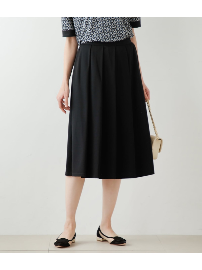 【SALE／31%OFF】レーヨンナイロンジャージー タックスカート NEWYORKER WOMEN ニューヨーカー スカート その他のスカート ブルー ブラック【RBA_E】【送料無料】[ Fashion]