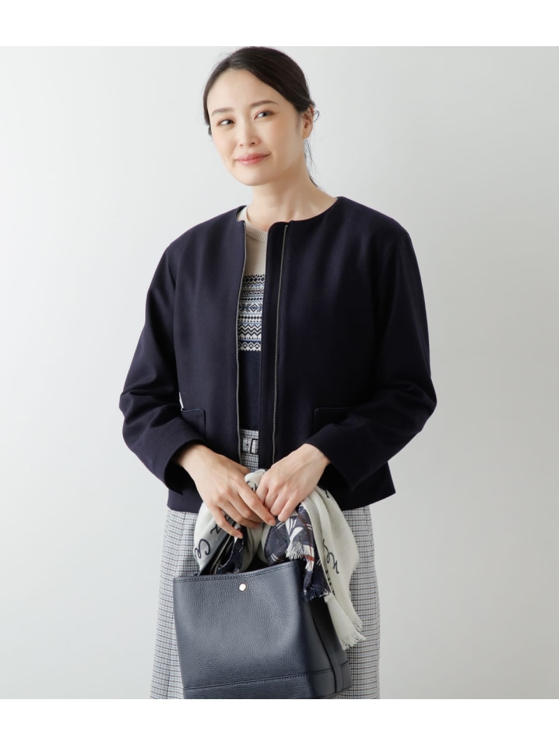 【SALE／50%OFF】【L】NEWYORKER MELTON ノーカラージップブルゾン NEWYORKER WOMEN L-SIZE ニューヨーカー エル大きさ ジャケット・アウター 上衣・前掛け 米国海軍【RBA_E】【貨物輸送無料】[ Fashion]