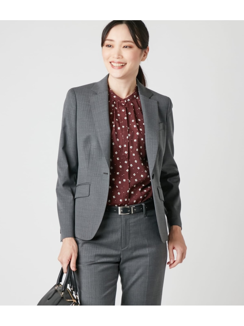 【SALE／27%OFF】ウールへリンボーン 1釦ノッチドラペルジャケット NEWYORKER WOMEN ニューヨーカー ジャケット・アウター テーラードジャケット・ブレザー グレー【RBA_E】【送料無料】[ Fashion] 19,674円