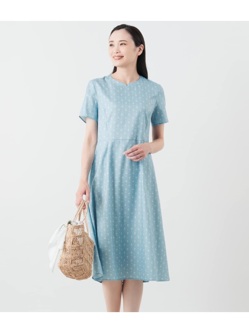 【SALE／33%OFF】【接触冷感・吸水速乾】半袖ワンピース レディース オーナメントプリント NEWYORKER WOMEN ニューヨーカー ワンピース・ドレス ワンピース ネイビー ブルー【RBA_E】【送料無料】[ Fashion]｜NEWYORKER