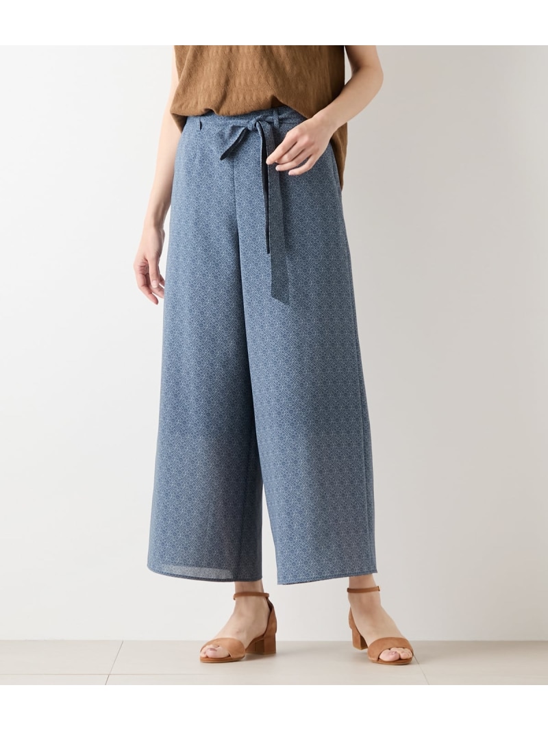 【SALE／26%OFF】インディゴライクプリント ロングキュロットパンツ NEWYORKER WOMEN ニューヨーカー パンツ その他のパンツ ネイビー【RBA_E】【送料無料】[ Fashion]