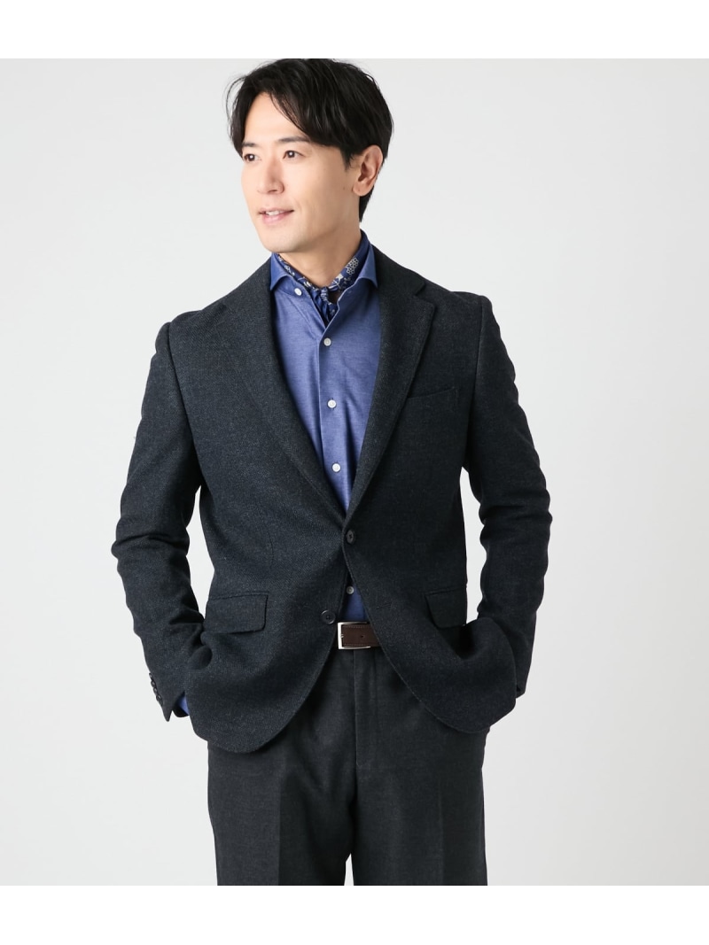 【SALE／20%OFF】ツィードライク ヘリンボーン ジャケット NEWYORKER MEN ニューヨーカー ジャケット・アウター テーラードジャケット・ブレザー ブルー【RBA_E】【送料無料】[ Fashion]