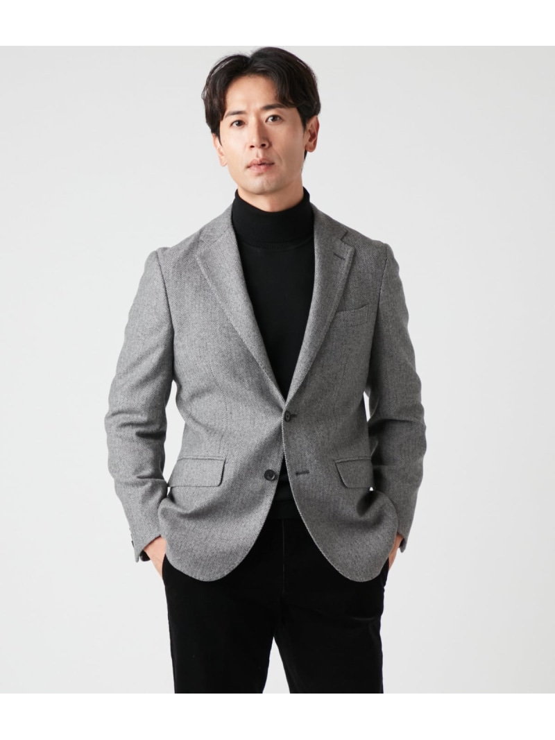 【SALE／23%OFF】ラムウール ヘリンボーン ジャケット NEWYORKER MEN ニューヨーカー ジャケット・アウター テーラードジャケット・ブレザー ブルー【RBA_E】【送料無料】[ Fashion]