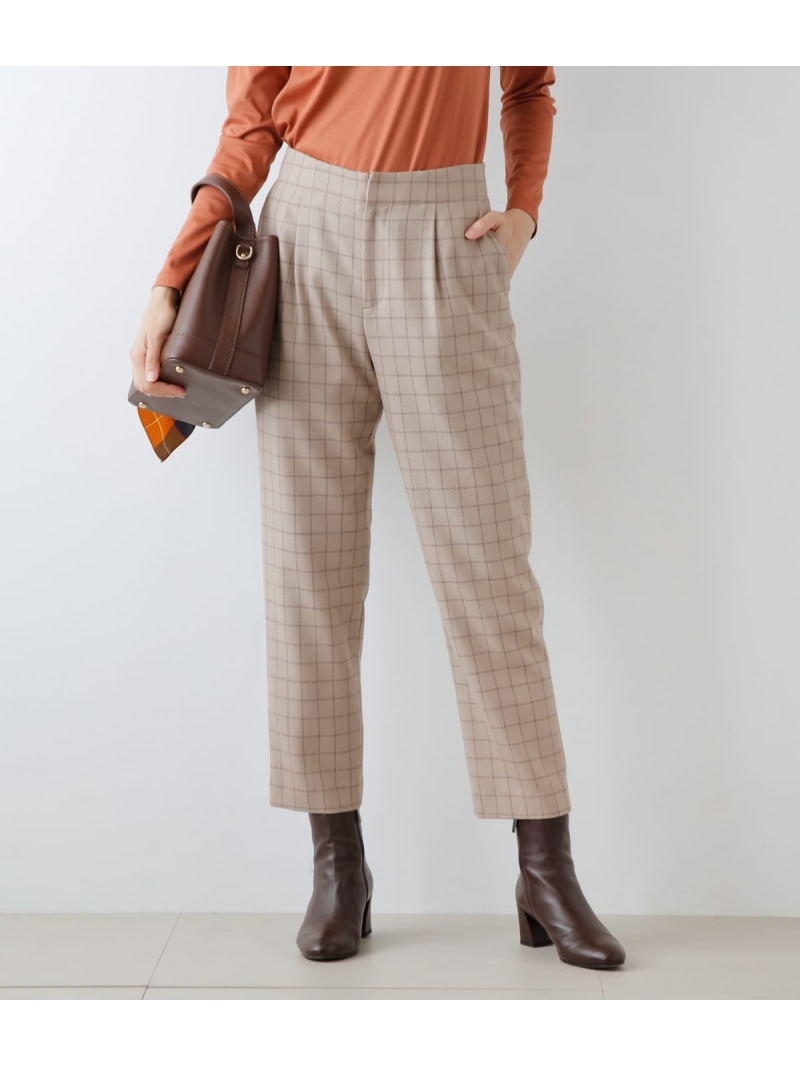 【SALE／59%OFF】【L】グラフチェックジョーゼット テーパードパンツ NEWYORKER WOMEN L-SIZE ニューヨーカー エルサイズ パンツ その他のパンツ ベージュ【RBA_E】【送料無料】[ Fashion]