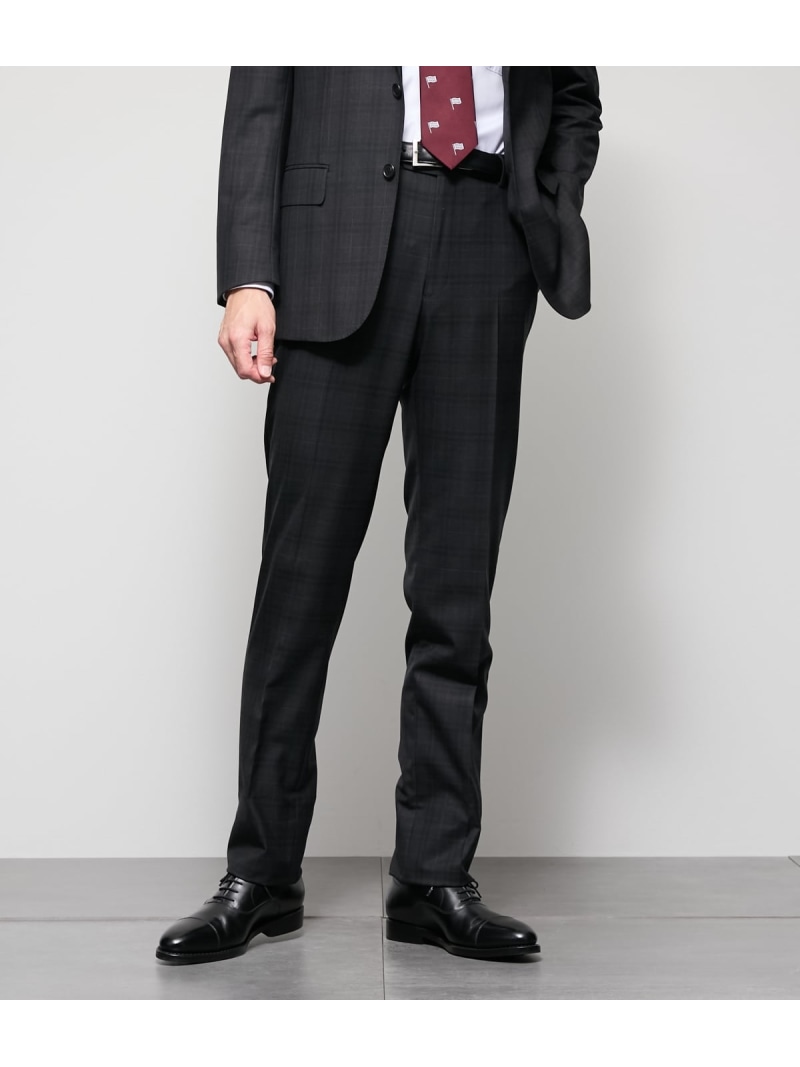 【SALE／50%OFF】【防シワ・撥水・ストレッチ】BUNGY CLOTH チェック ウエストアジャストスラックス(セットアップ対応) NEWYORKER MEN ニューヨーカー パンツ スラックス・ドレスパンツ ネイビー【RBA_E】【送料無料】[ Fashion]｜NEWYORKER
