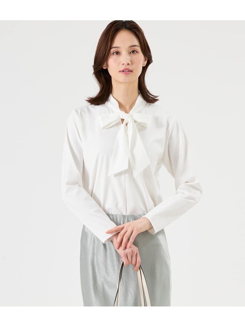 【当たること冷感】MUTEKIベアスムース 長袖洋弓タイ王国ティーシャツ NEWYORKER WOMEN ニューヨーカー トップス カットソー・プルオーバー 白いこと 青み【貨物輸送無料】[ Fashion]