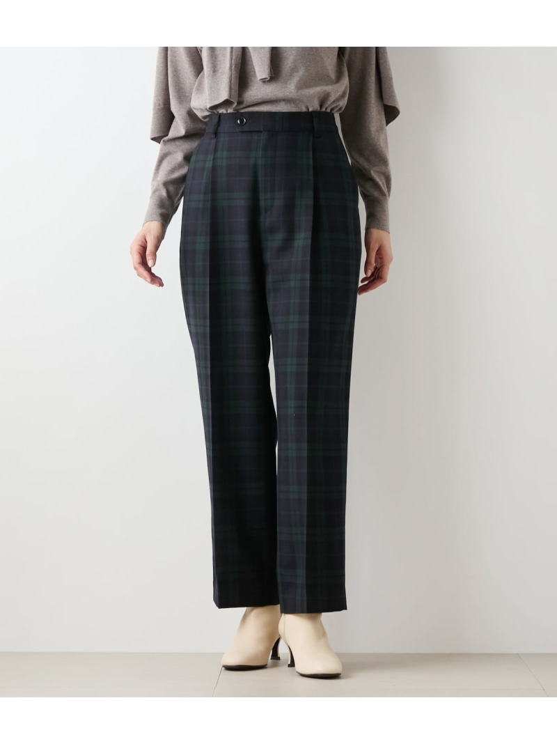 【SALE／30%OFF】ウールブラックウォッチ ワンタックテーパードパンツ NEWYORKER WOMEN ニューヨーカー パンツ その他のパンツ ネイビー【RBA_E】【送料無料】[ Fashion]