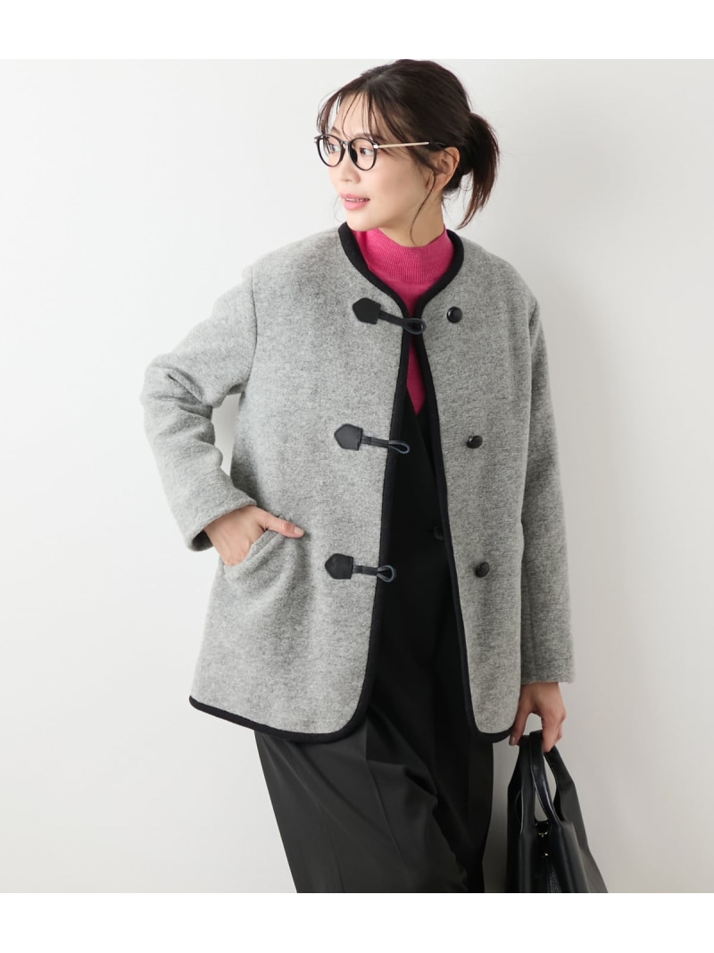 【SALE／30%OFF】スライバーニット ノーカラーダッフルコート NEWYORKER WOMEN ニューヨーカー ジャケット・アウター ダッフルコート ベージュ【RBA_E】【送料無料】[ Fashion]