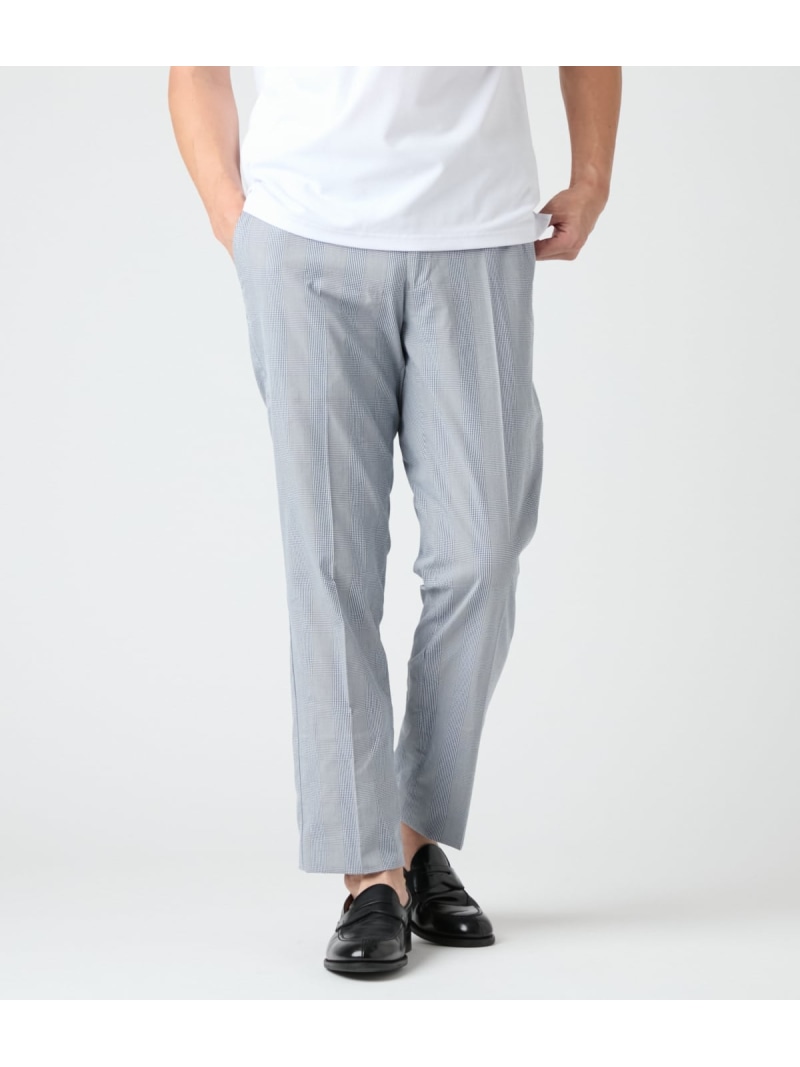 【SALE／50%OFF】【ウォッシャブル・吸水速乾】COOL COMFORT グレンチェックサッカーストレッチ ウエストアジャストパンツ NEWYORKER MEN ニューヨーカー パンツ その他のパンツ ブルー【RBA_E】【送料無料】[ Fashion]