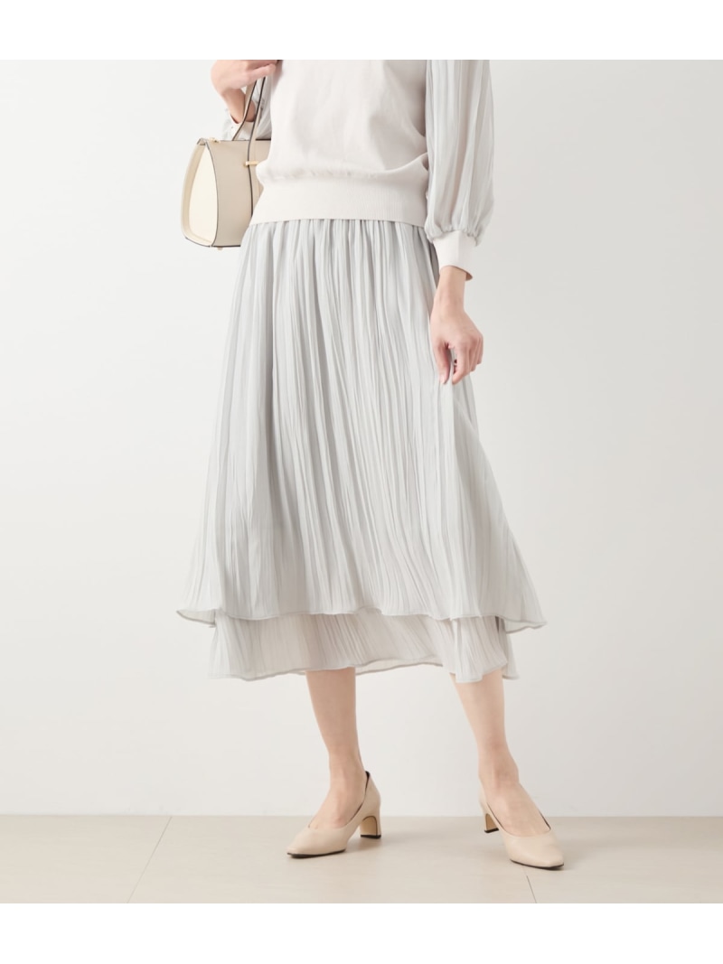 【SALE／60%OFF】ランダムプリーツティアードスカート NEWYORKER WOMEN ニューヨーカー スカート その他のスカート ブラウン グレー【RBA_E】【送料無料】[ Fashion]
