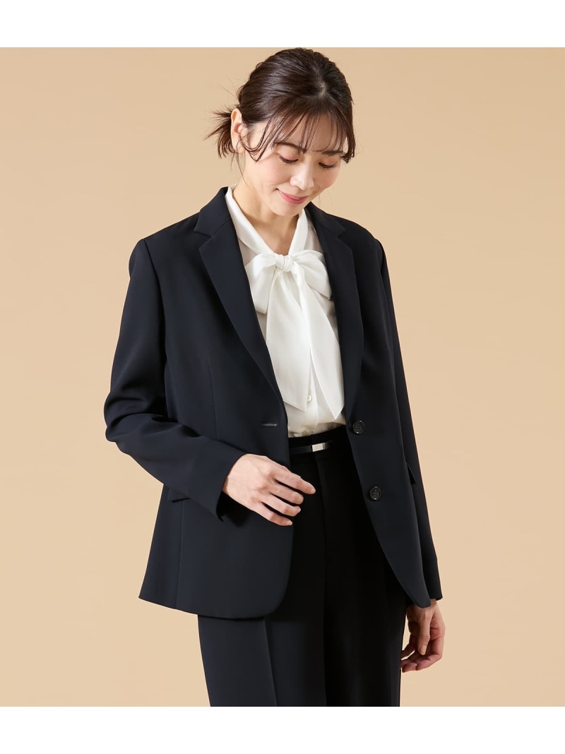 【ウォッシャブル】シルキークロス 2釦テーラードジャケット NEWYORKER WOMEN ニューヨーカー ジャケット・アウター テーラードジャケット・ブレザー ネイビー【送料無料】[ Fashion]