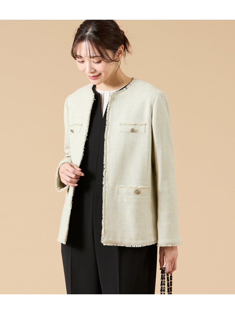 【SALE／40%OFF】ソフトミックスツィード 否色つや上衣 NEWYORKER WOMEN ニューヨーカー ジャケット・アウター テーラードジャケット・ブレザー 米国海軍【RBA_E】【貨物輸送無料】[ Fashion]