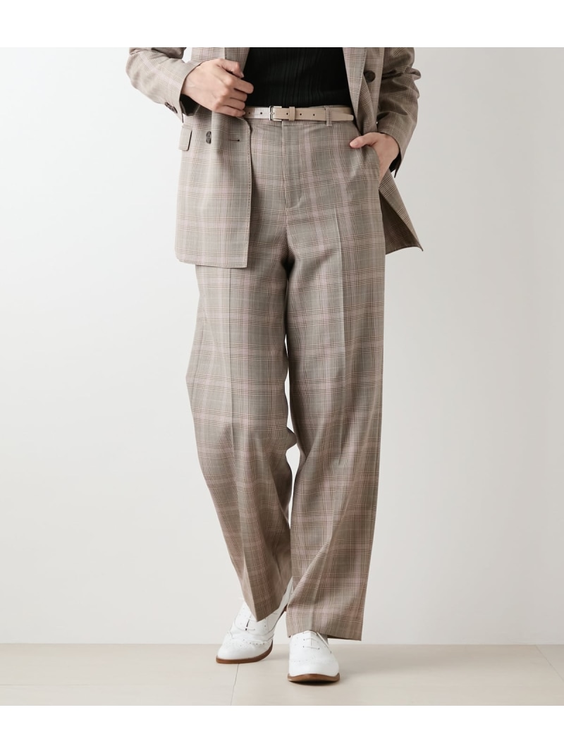 【SALE／48%OFF】【L】カラードグレンチェック ストレートパンツ NEWYORKER WOMEN L-SIZE ニューヨーカー エルサイズ パンツ その他のパンツ ブラウン【RBA_E】【送料無料】[ Fashion]
