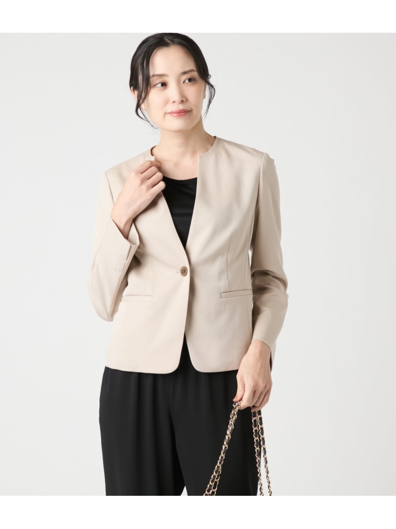 【ウォッシャブル】伸ばすこと 否色つや1釦上衣 NEWYORKER WOMEN ニューヨーカー ジャケット・アウター テーラードジャケット・ブレザー ベージュ 米国海軍【貨物輸送無料】[ Fashion]