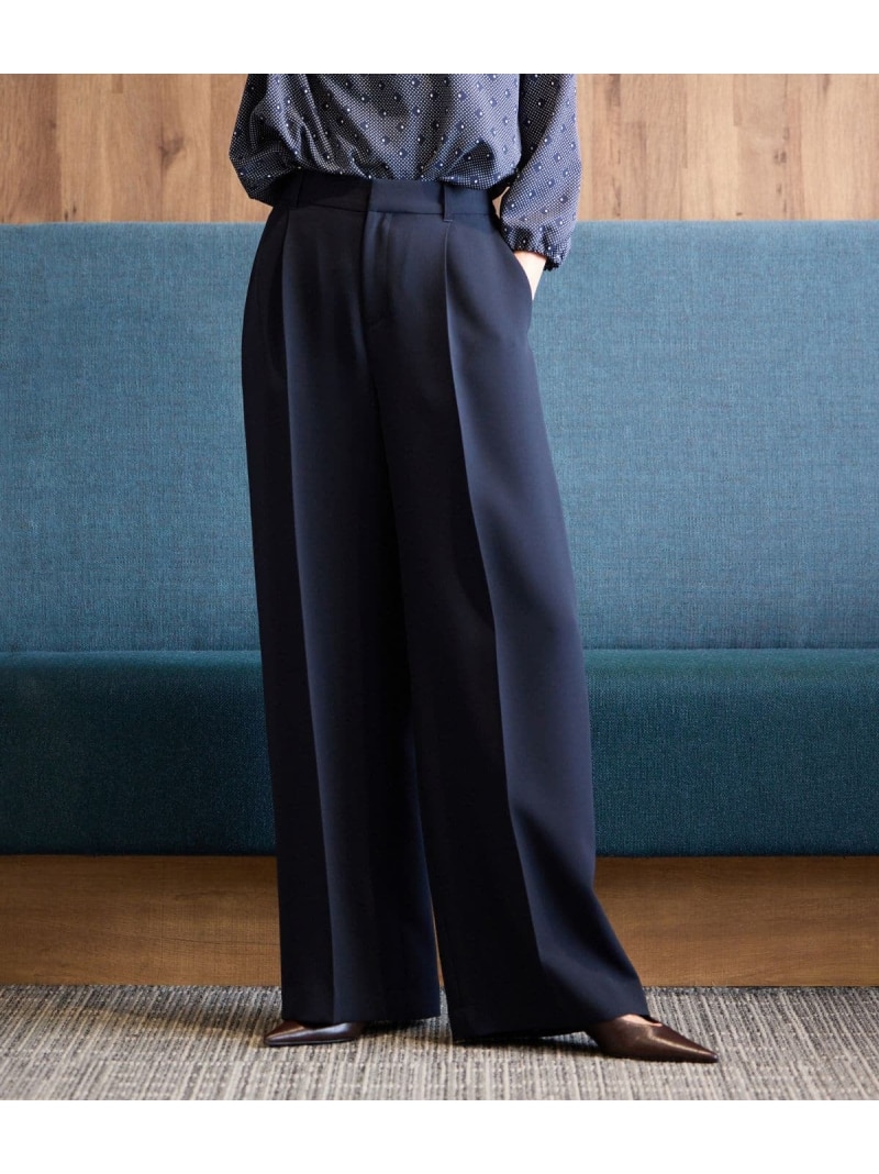 【ウォッシャブル】シルキークロス 1タックワイドパンツ(ネイビー) NEWYORKER WOMEN ニューヨーカー パンツ その他のパンツ ネイビー【送料無料】[ Fashion]