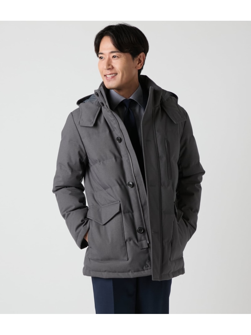 【SALE／20%OFF】【撥水・防風】ポリエステルツイル ラミネート スタンドフードダウンアウター NEWYORKER MEN ニューヨーカー ジャケット・アウター ダウンジャケット・ダウンベスト ネイビー グレー【RBA_E】【送料無料】[ Fashion]