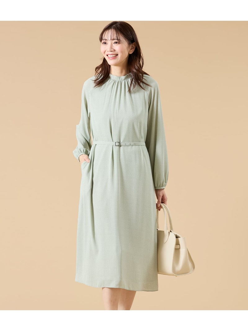 【SALE／40%OFF】ジオメトリックプリント スタンドギャザーワンピース NEWYORKER WOMEN ニューヨーカー ワンピース・ドレス ワンピース ネイビー【RBA_E】【送料無料】[ Fashion]｜NEWYORKER 14,058円