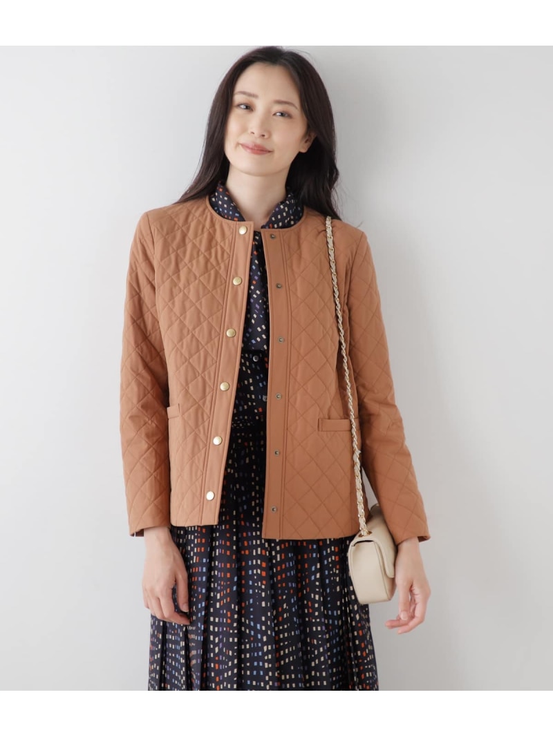 【SALE／40%OFF】ダイヤキルトノーカラージャケット NEWYORKER WOMEN ニューヨーカー ジャケット・アウター テーラードジャケット・ブレザー ブラウン【RBA_E】【送料無料】[ Fashion]