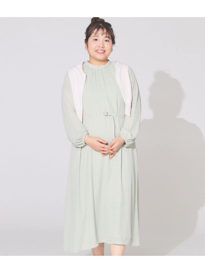 【SALE／38%OFF】【L】ジオメトリックプリント スタンドギャザーワンピース NEWYORKER WOMEN L-SIZE ニューヨーカー エルサイズ ワンピース・ドレス ワンピース ネイビー【RBA_E】【送料無料】[ Fashion]