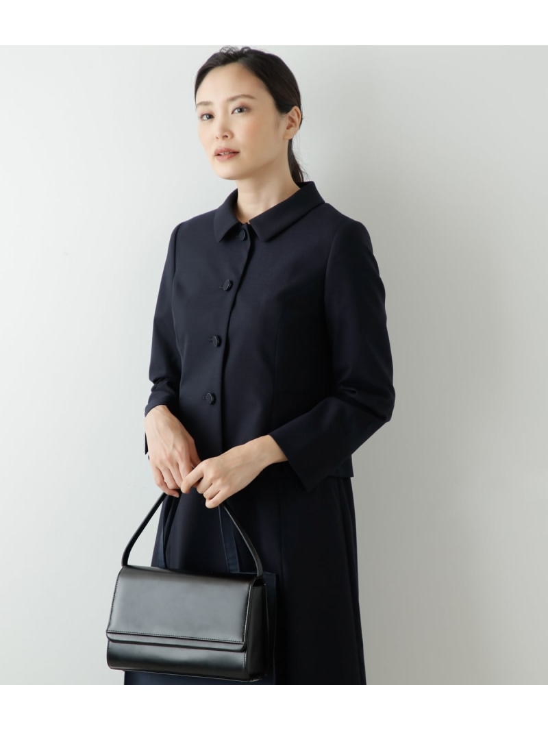 【L】【お受験対応】ウールファインドビー ステンカラージャケット NEWYORKER WOMEN L-SIZE ニューヨーカー エルサイズ ジャケット・アウター テーラードジャケット・ブレザー ネイビー【送料無料】[ Fashion]