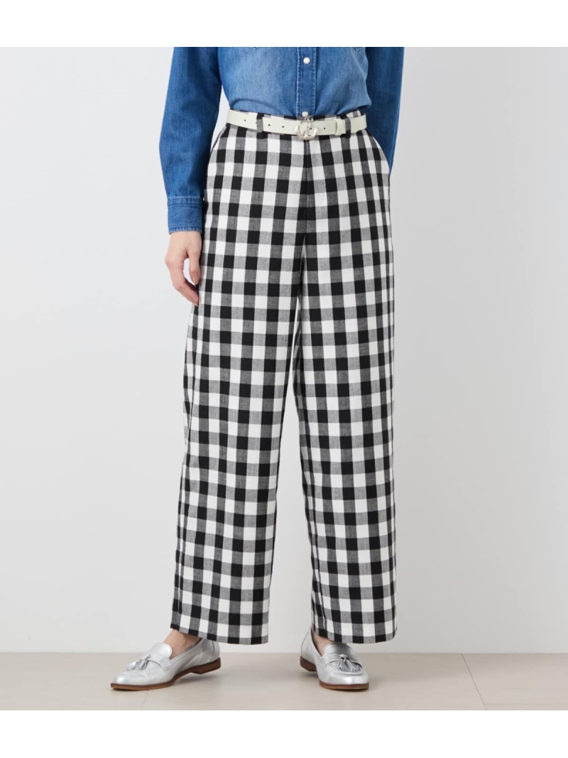 【SALE／29%OFF】ギンガムチェッククロス ワイドパンツ NEWYORKER WOMEN ニューヨーカー パンツ その他のパンツ【RBA_E】【送料無料】[ Fashion]