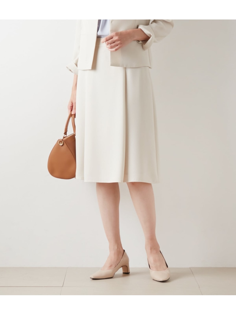 【SALE／50%OFF】【ウォッシャブル】ダブルフェイス タックフレアスカート NEWYORKER WOMEN ニューヨーカー スカート その他のスカート ホワイト【RBA_E】【送料無料】[ Fashion]