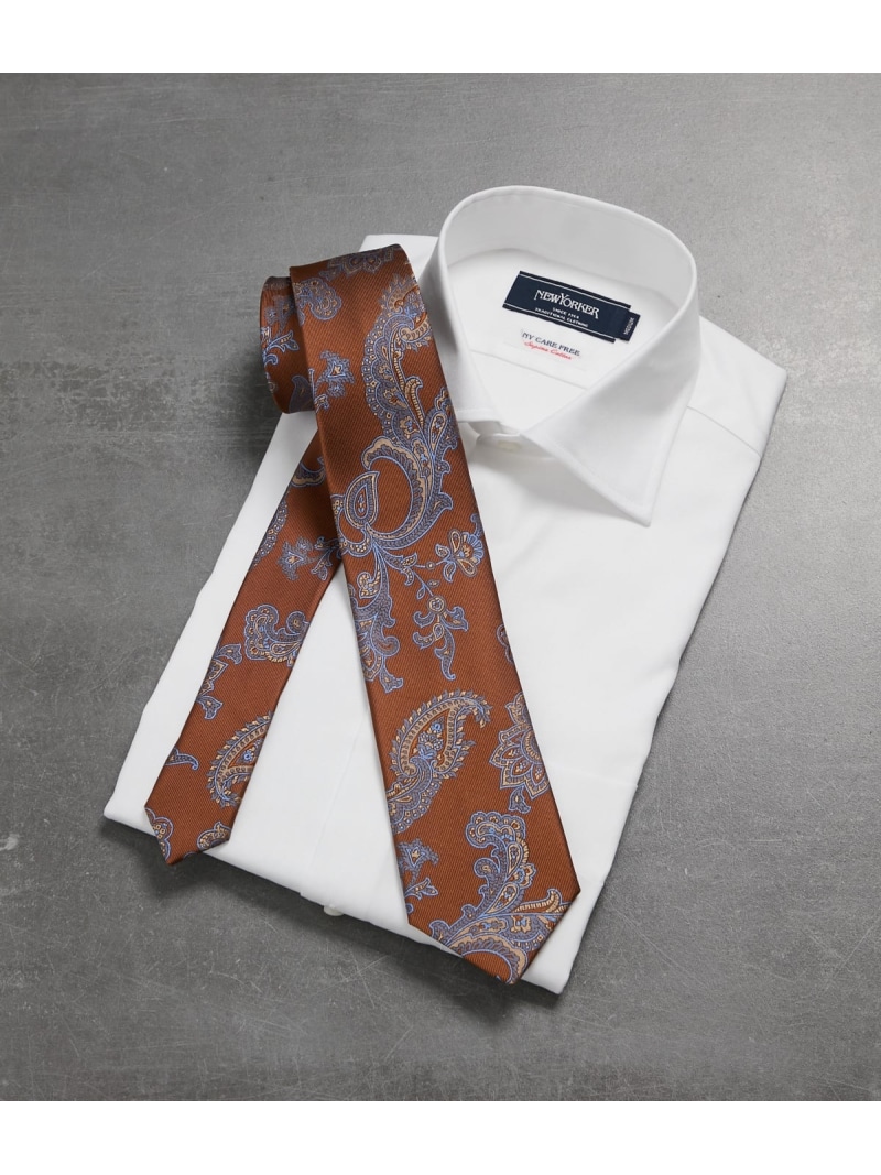 【SALE／40%OFF】Mantero ペイズリー ネクタイ NEWYORKER MEN ニューヨーカー スーツ・フォーマル ネクタイ・蝶ネクタイ ブラウン ブルー【RBA_E】【送料無料】[ Fashion]
