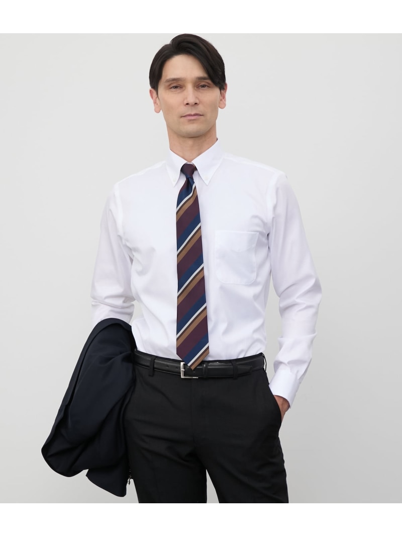 NY CARE FREE・SUPIMA COTTON ツイル 長袖ボタンダウンシャツ NEWYORKER MEN ニューヨーカー トップス シャツ・ブラウス ホワイト【送料無料】[ Fashion]｜NEWYORKER