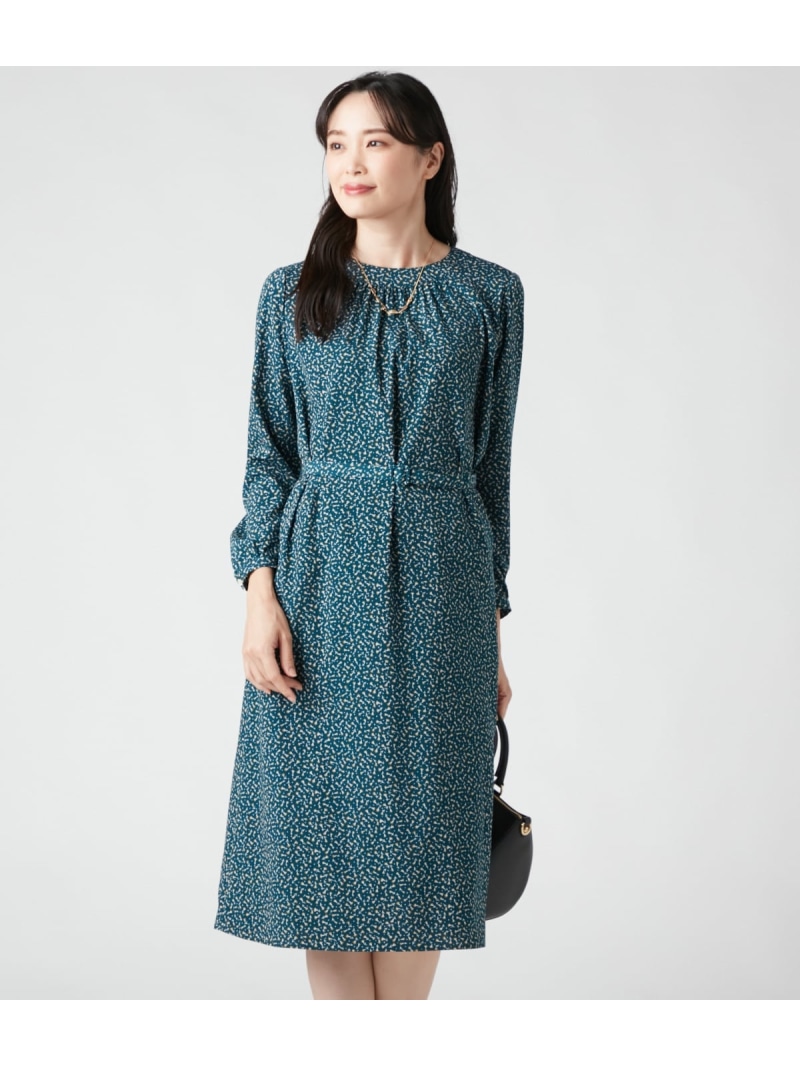 【SALE／26%OFF】スモールフラワープリント 共地ベルト付きワンピース NEWYORKER WOMEN ニューヨーカー ワンピース・ドレス ワンピース グリーン【RBA_E】【送料無料】[ Fashion]｜NEWYORKER