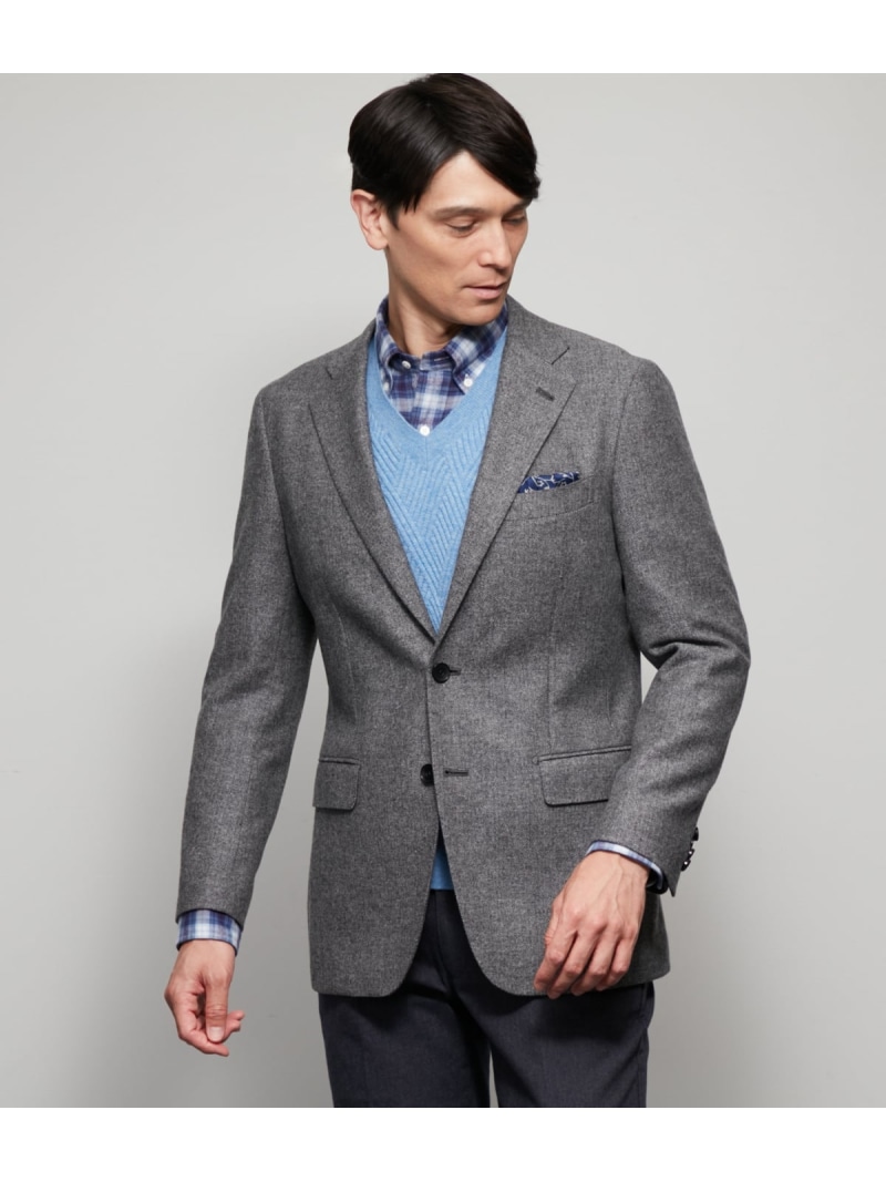 【SALE／40%OFF】カシミヤ混 ヘリンボーン ジャケット NEWYORKER MEN ニューヨーカー ジャケット・アウター テーラードジャケット・ブレザー ネイビー【RBA_E】【送料無料】[ Fashion]