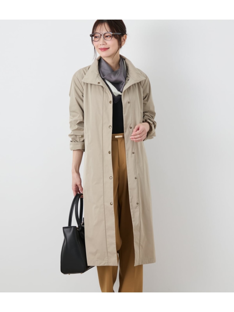 【SALE／50%OFF】【ウォッシャブル】ソフトメモリーツイル スタンドカラーロングコート NEWYORKER WOMEN ニューヨーカー ジャケット・アウター その他のジャケット・アウター グリーン ベージュ【RBA_E】【送料無料】[ Fashion]