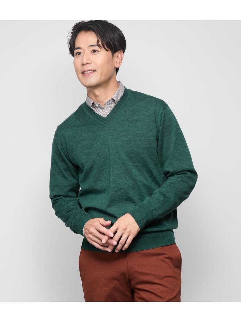 【SALE／50%OFF】【ウォッシャブル】Vネック プルオーバーニット NEWYORKER MEN ニューヨーカー トップス ニット ネイビー【RBA_E】【送料無料】[ Fashion]