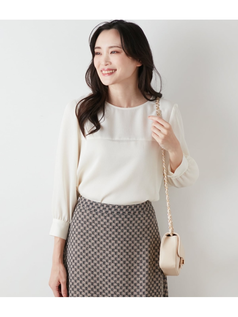 【SALE／40%OFF】ビスコースストライプ 胸切替えブラウス NEWYORKER WOMEN ニューヨーカー トップス シャツ・ブラウス ブラック ホワイト【RBA_E】【送料無料】[ Fashion]