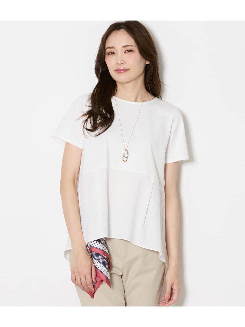 【遮熱】プレーディング天竺 裾切替えカットソー NEWYORKER WOMEN ニューヨーカー トップス カットソー・Tシャツ ホワイト ネイビー【送料無料】[ Fashion]｜NEWYORKER
