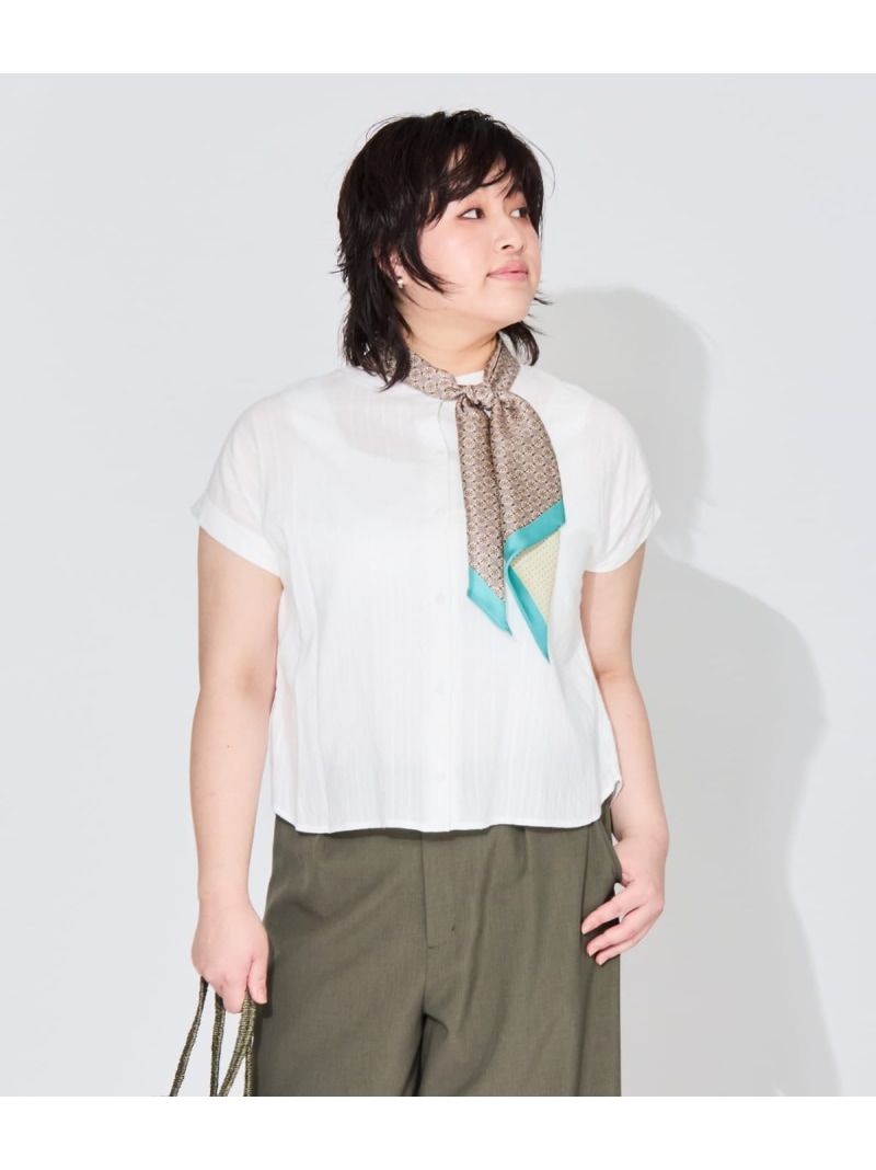 【L】コットンレーヨンカラミストライプ 2WAYブラウス NEWYORKER WOMEN L-SIZE ニューヨーカー エルサイズ トップス シャツ・ブラウス ホワイト【送料無料】[ Fashion]｜NEWYORKER