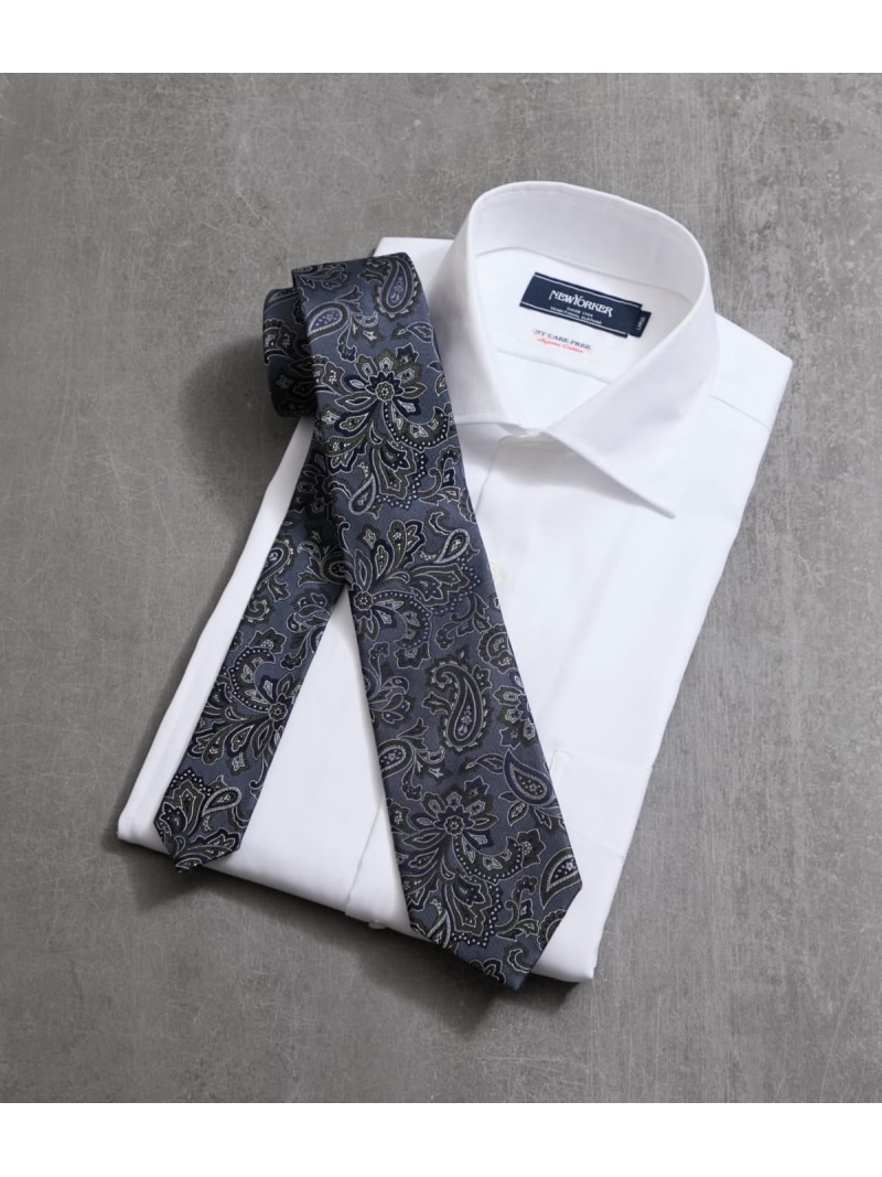 【SALE／30%OFF】MANTERO グレイッシュカーキペイズリー ネクタイ NEWYORKER MEN ニューヨーカー スーツ・フォーマル ネクタイ・蝶ネクタイ グリーン【RBA_E】【送料無料】[ Fashion]