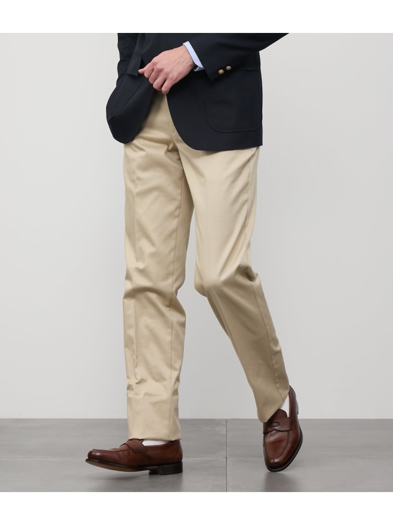 【SALE／40%OFF】ノータック パイプドステム コットンチノパンツ NEWYORKER MEN ニューヨーカー パンツ その他のパンツ ネイビー ベージュ【RBA_E】【送料無料】[ Fashion]