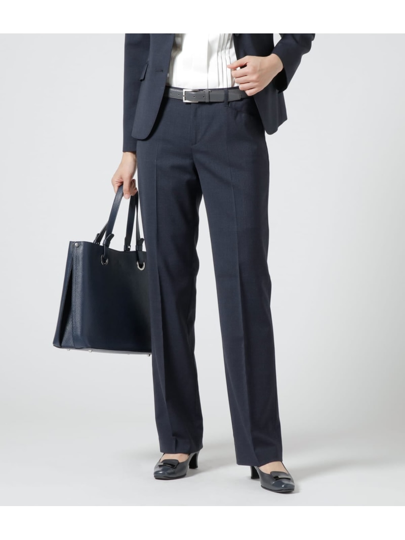【SALE／40%OFF】Paulo Oliveira(パウロオリベーラ) ミニチェック フルレングスストレートパンツ NEWYORKER WOMEN ニューヨーカー パンツ スラックス・ドレスパンツ ネイビー【RBA_E】【送料無料】[ Fashion]