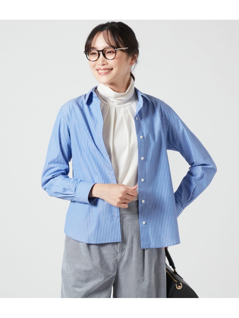 【SALE／40%OFF】シャンブレーダブルストライプ ハンサムフィットヨーク切替長袖シャツ NEWYORKER WOMEN ニューヨーカー トップス シャツ・ブラウス ブルー【RBA_E】【送料無料】[ Fashion]