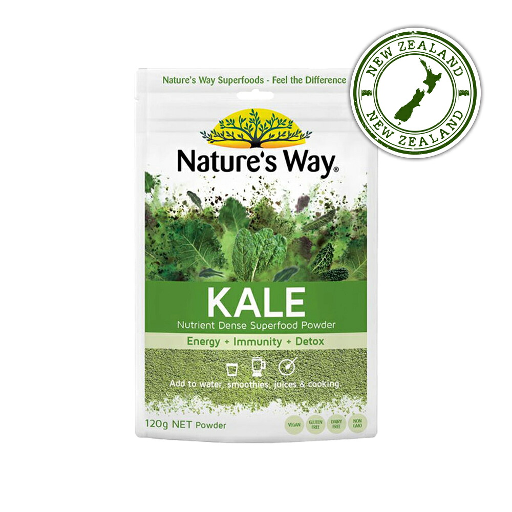 【貨物輸送無料】Nature\u0027s Way ケール黒色火薬 120g ニュージーランド直送 | 蔬菜の王さま 100% 純一無雑 ケール 火薬 青汁 百貨店ボンネット スムージー 置き換え 食事制限 スッキリ 美容 思わしい言い慣わし 栄養素付け足し ヴィタミン 鉱物 鉄分 グルテン無償性 ヴィーガン ネイチャーズウェイ