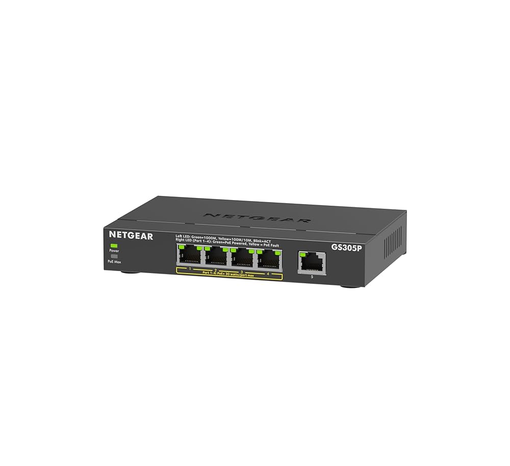 【定まり品】サイバー空間歯車 NETGEAR スイッチングこしき 5界面 1G PoE+ (63W) 金属元素筐体 静音愛読者受け答え 製造会社3年引き請ける アンマネージスイッチ GS305P-300JPS