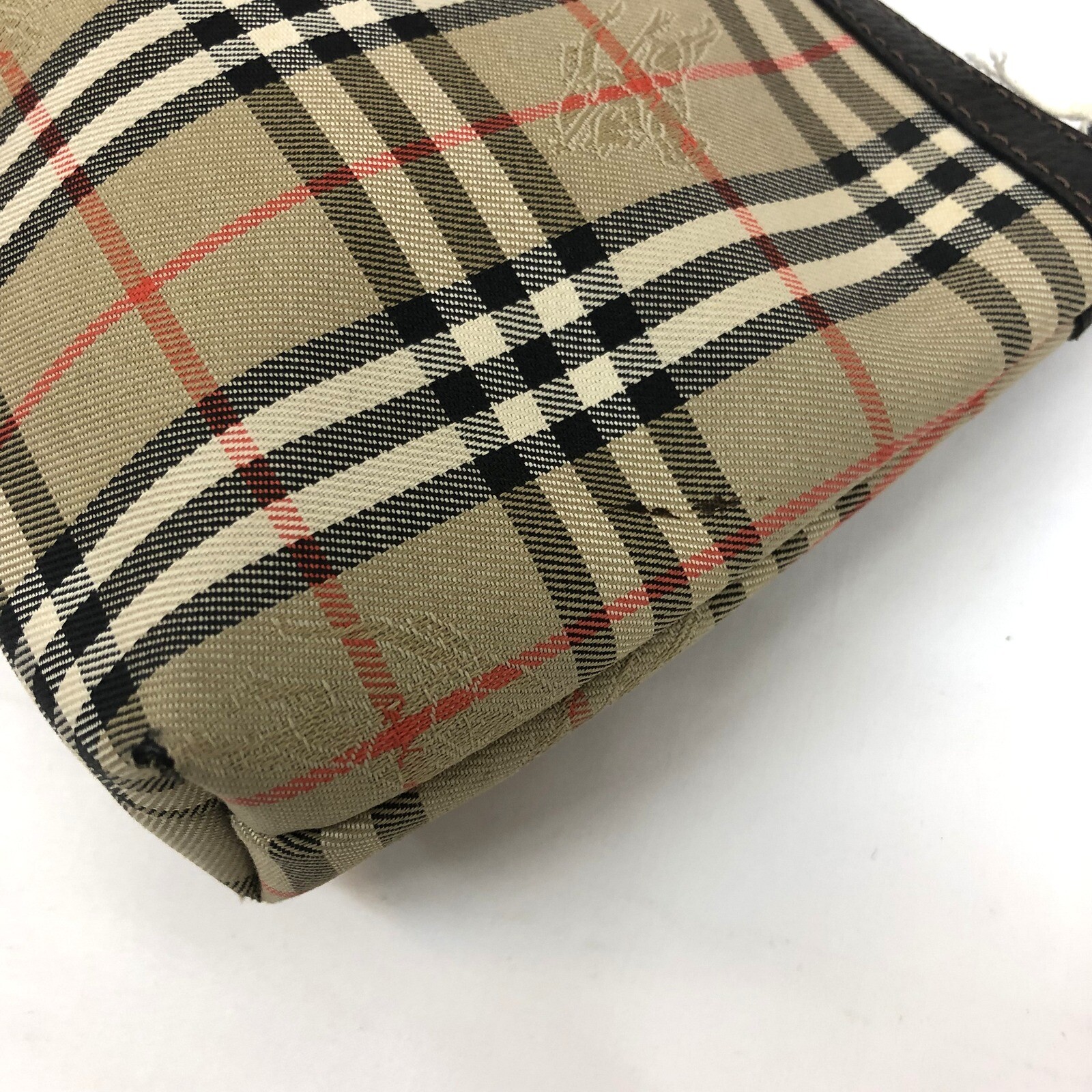 Burberrys バーバリーズ マルチポーチ バーバリーチェック ホースマーク チェック柄 ベージュ ブラウン キャンバス レザー コスメポーチ 化粧品入れ 小物入れ レディース メンズ T東大阪店 Ityrrowecqys 中古 Ryb9165 Rvcconst Com
