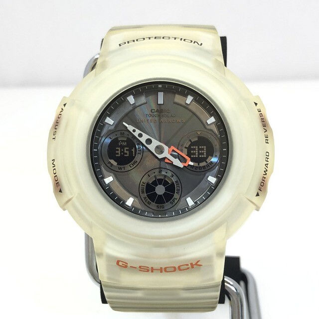 G Shock Gぼうぜん自失 Casio カシオ 適格性クロック Awg 525uaj 25周年メモリ ユナイテッドアローズ 共作 ダブル称 アナデジ スケルトン ラウンドフェース 強堅ソーラー メンズ T東大阪店 It6qhq4qtx50 中古 Ry4673 Sefhouston Org