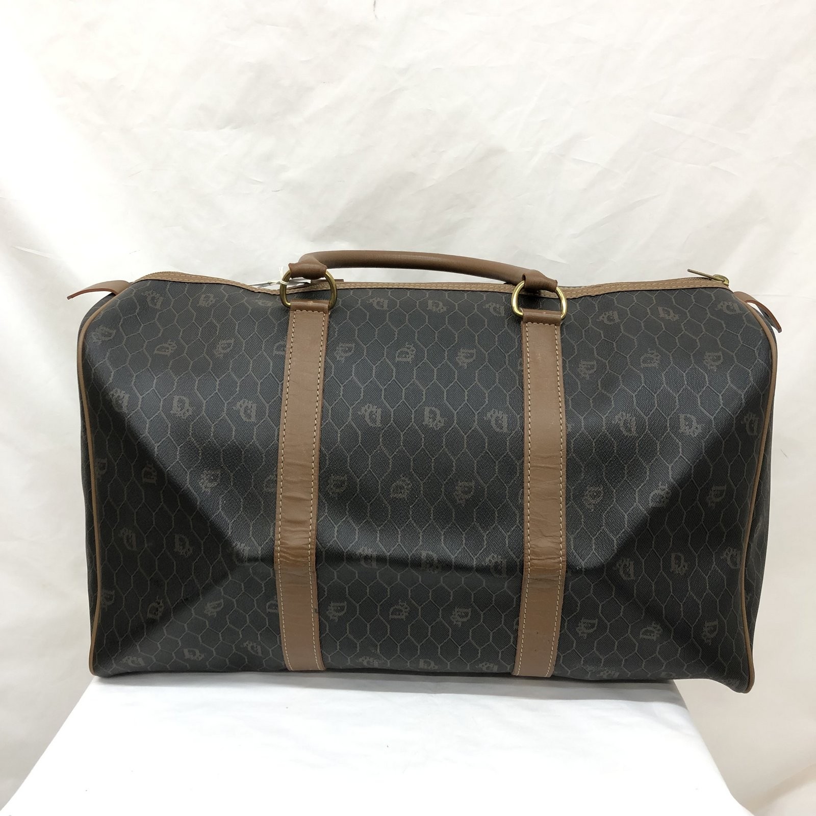 Christian Dior クリスチャン ディオール ボストンバッグ ハニカム柄 ロゴ ハチの巣 チャコールグレー ブラウン 総柄 フランス製 トラベルバッグ 旅行鞄 南京錠 鍵付き メンズ レディース T東大阪店 Itzr0g5oyj98 中古 Ryb9846 Mpcarrozzeria It