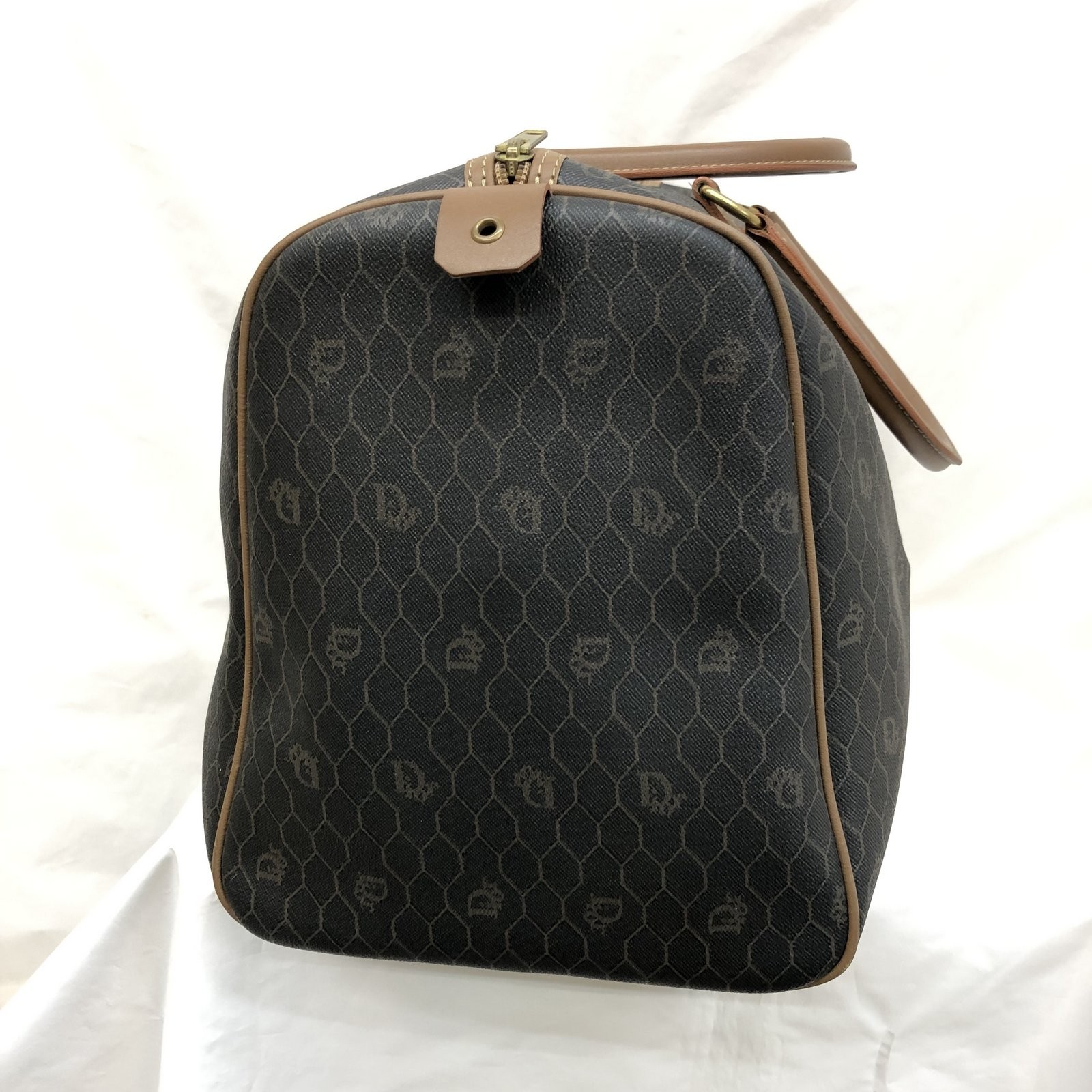 Christian Dior クリスチャン ディオール ボストンバッグ ハニカム柄 ロゴ ハチの巣 チャコールグレー ブラウン 総柄 フランス製 トラベルバッグ 旅行鞄 南京錠 鍵付き メンズ レディース T東大阪店 Itzr0g5oyj98 中古 Ryb9846 Mpcarrozzeria It